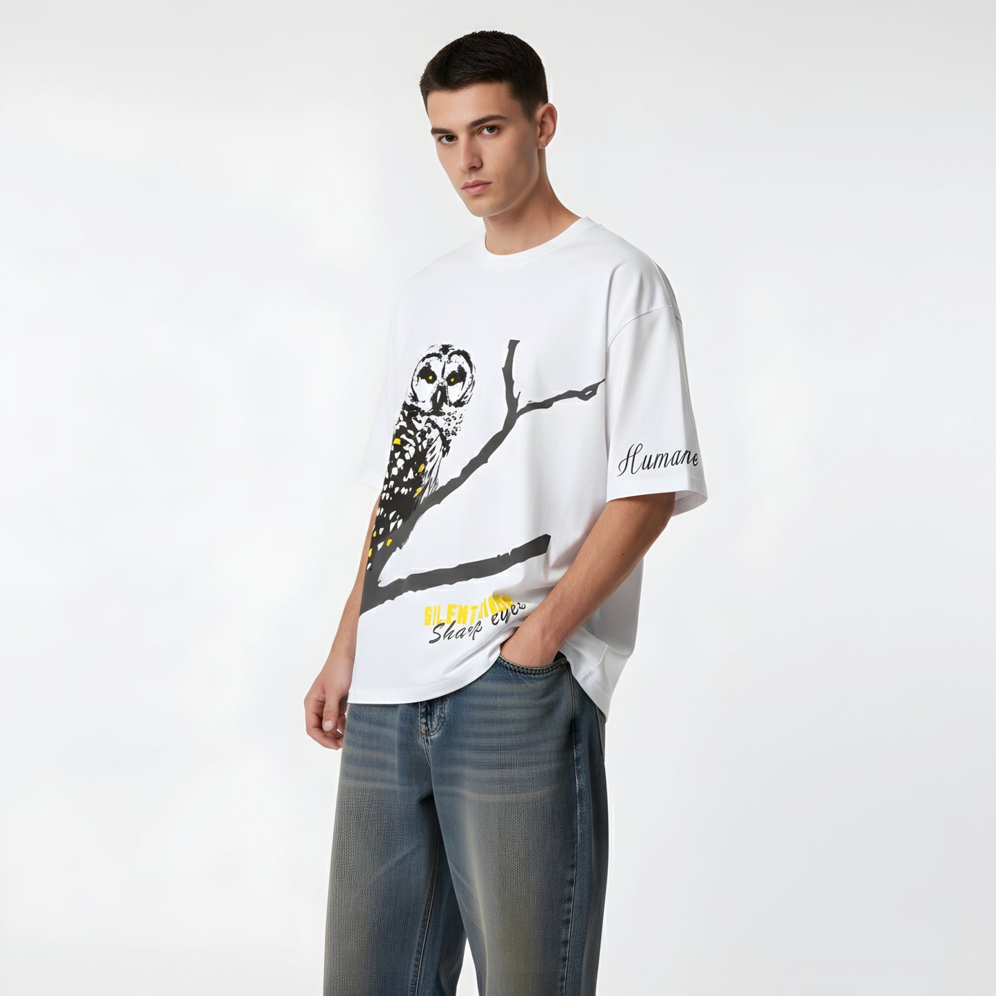 Oversized T-shirt - Silent Minds Sharp Eyes (Grey) | Alpha Humane