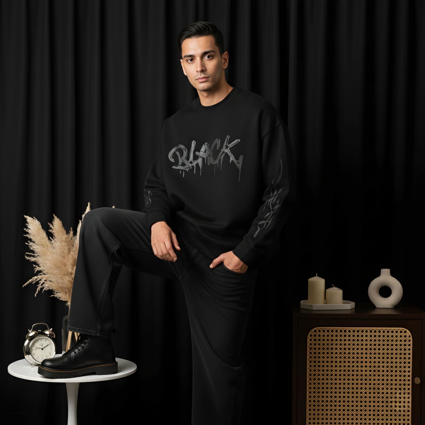 BLACK ON BLACK SWEATSHIRT