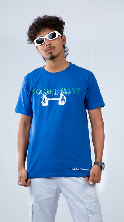 Regular T-shirt - No Off-Days Dumbbell (Royal Blue) | Alpha Humane