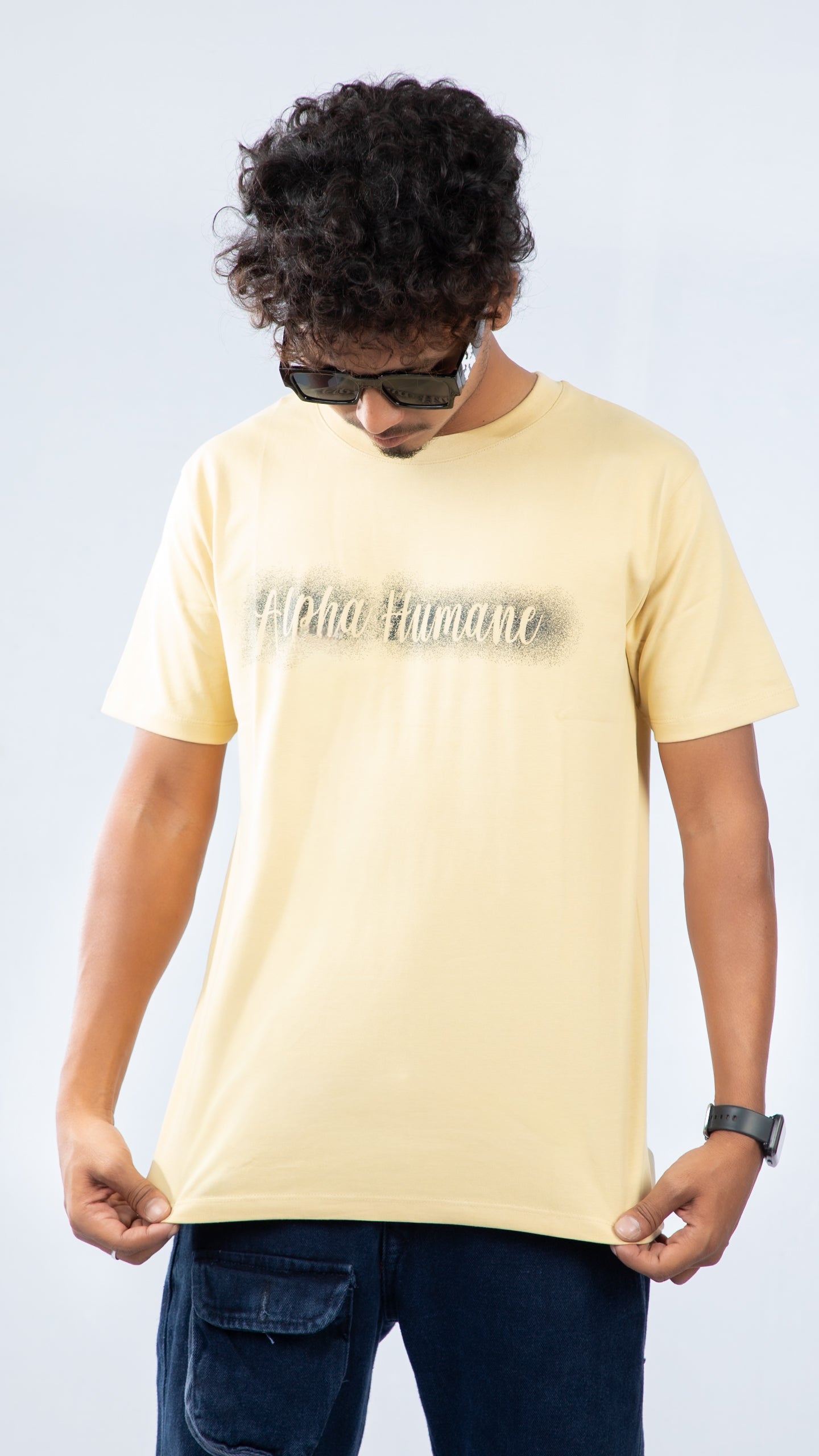 Regular T-shirt - Faded Logo (Beige) | Alpha Humane