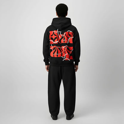 Hoodie - Alpha Chain Print (Black) | Alpha Humane