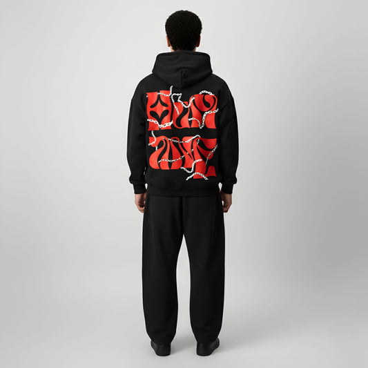 Hoodie - Alpha Chain Print (Black) | Alpha Humane