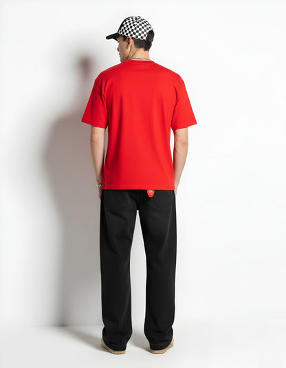 Oversized T-shirt - Thunder Print (Red) | Alpha Humane