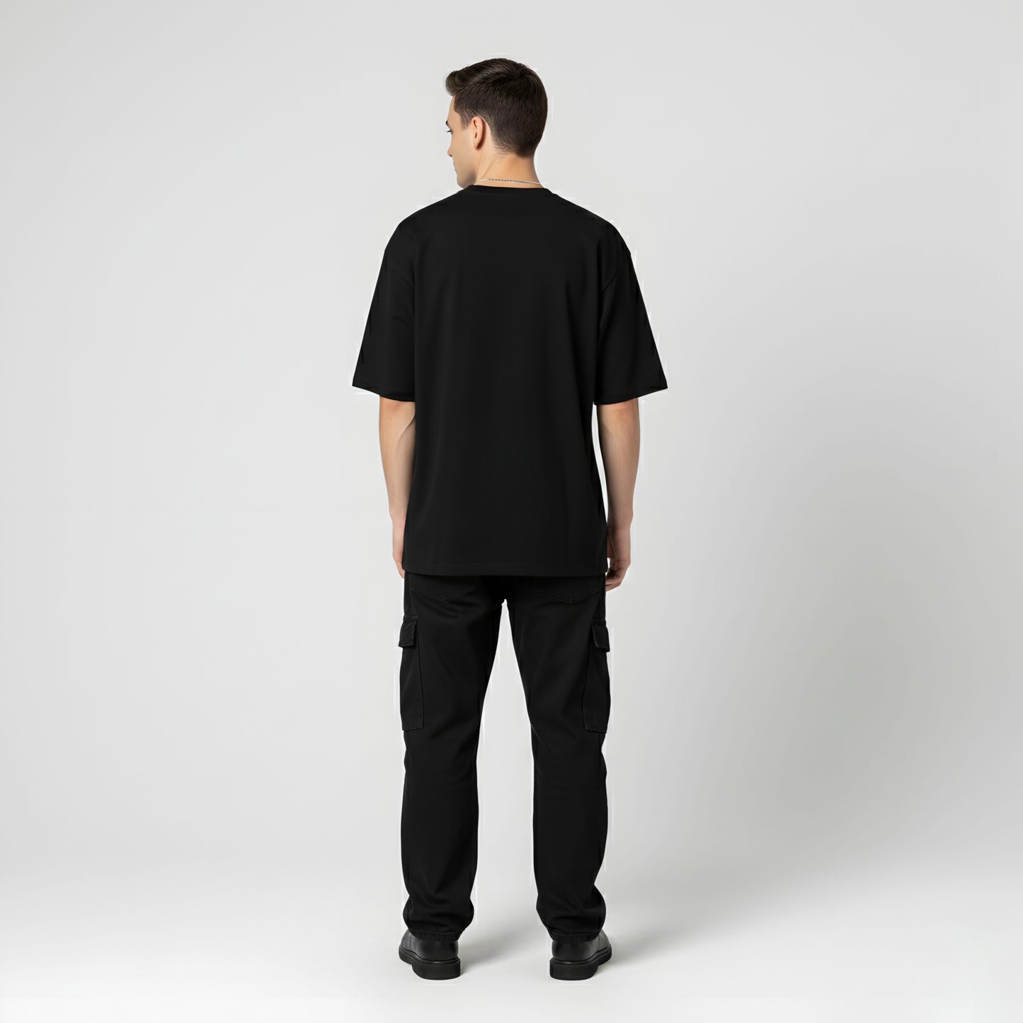 Oversized T-shirt - Alpha Humane India Print (Black) |