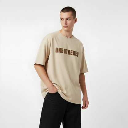 Oversized T-shirt - Unbothered / Too Real (Beige) | Alpha Humane