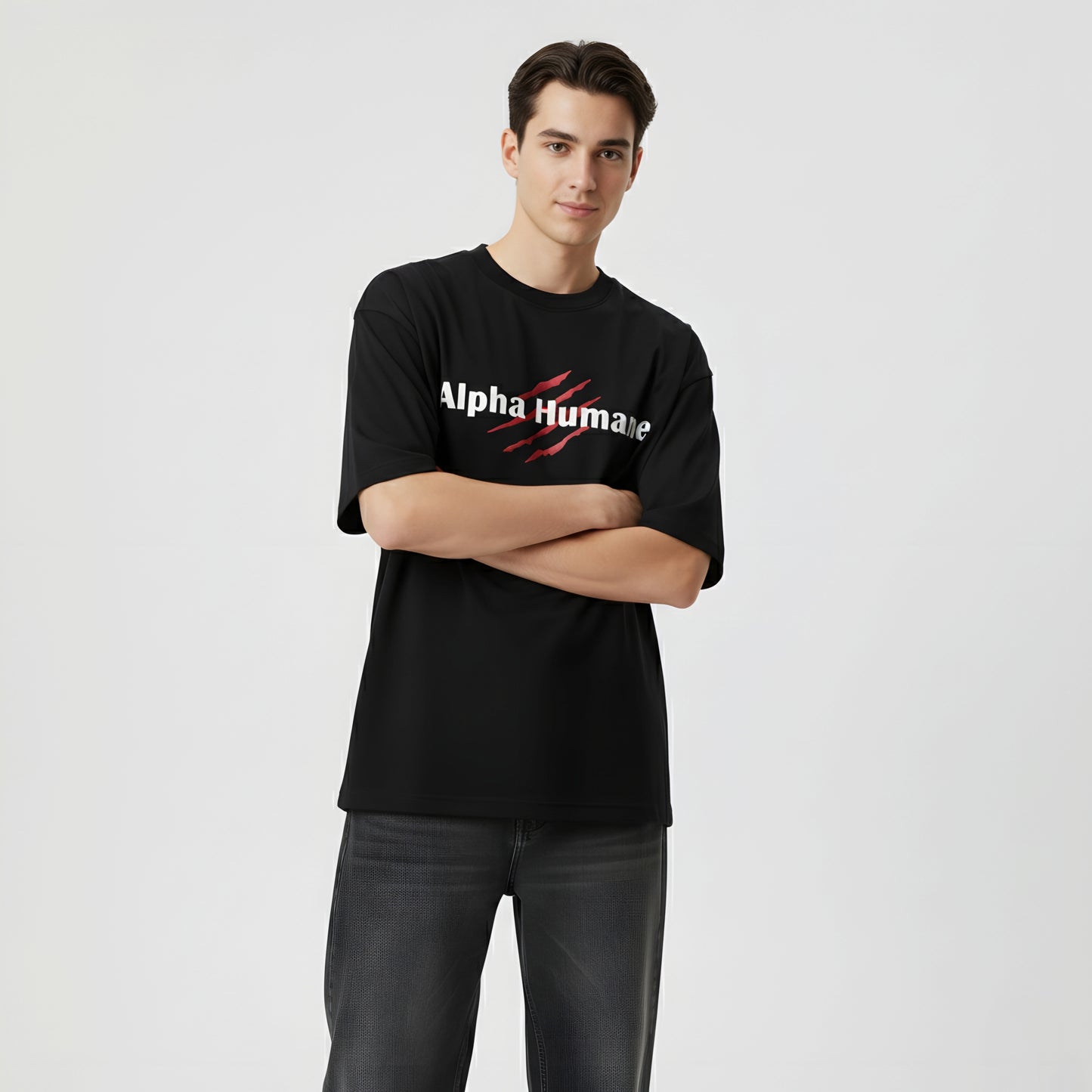 ALPHA HUMANE – Claw Slash Oversized T-shirt (Black)