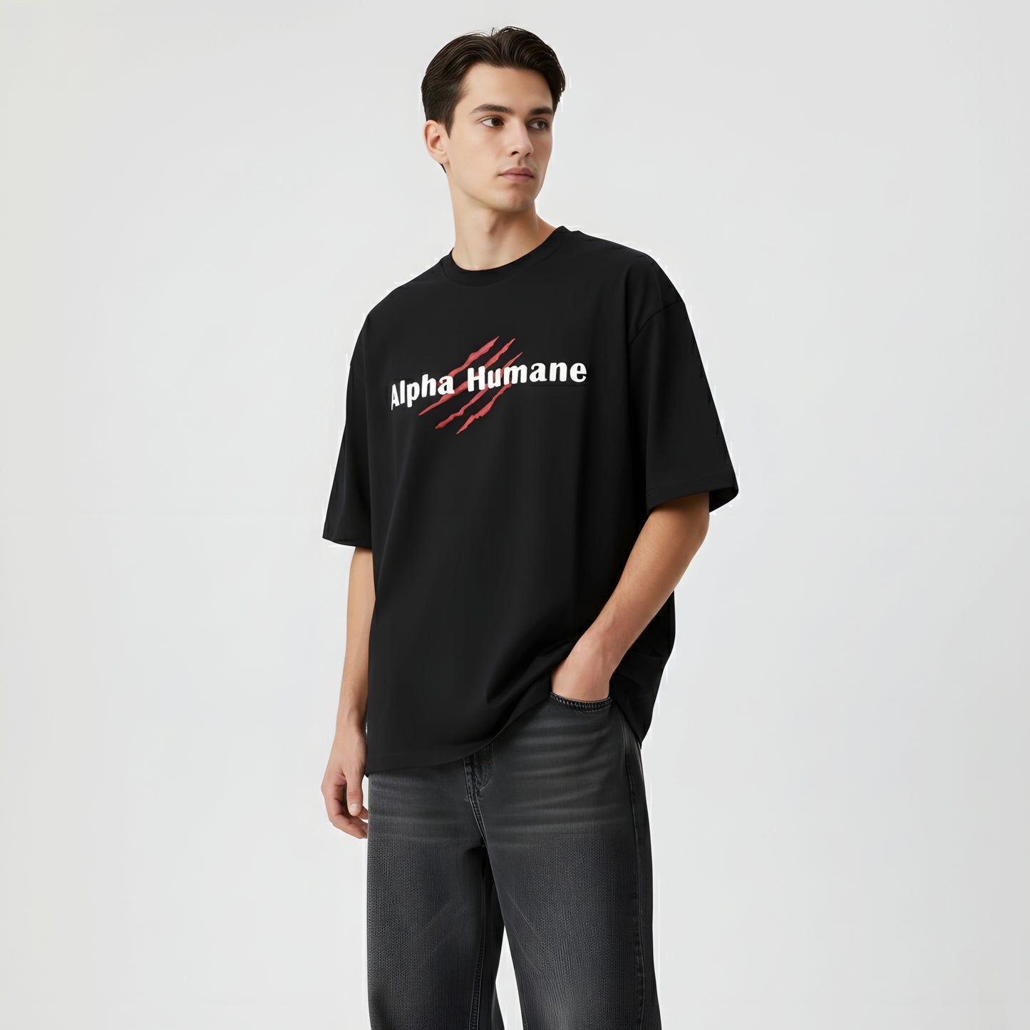 ALPHA HUMANE – Claw Slash Oversized T-shirt (Black)