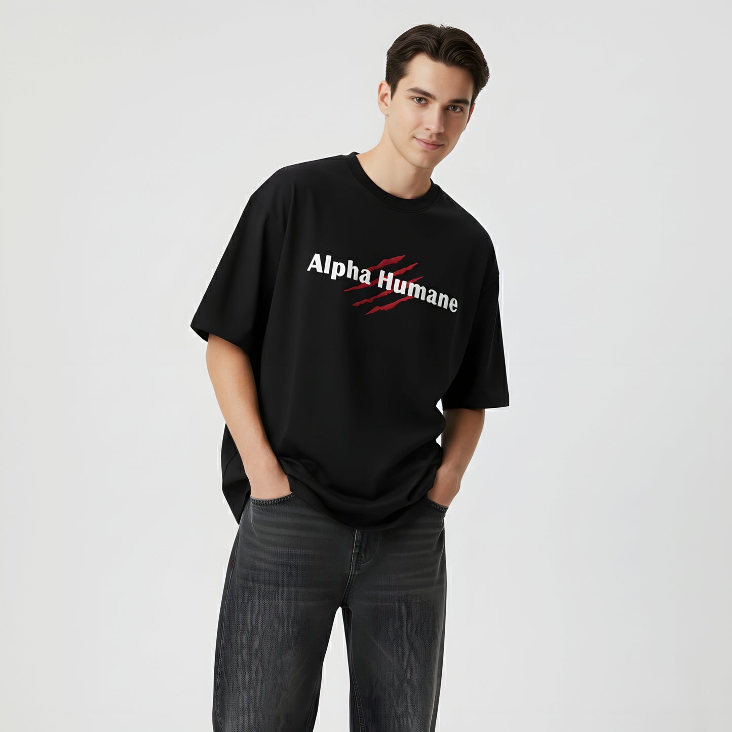 ALPHA HUMANE – Claw Slash Oversized T-shirt (Black)