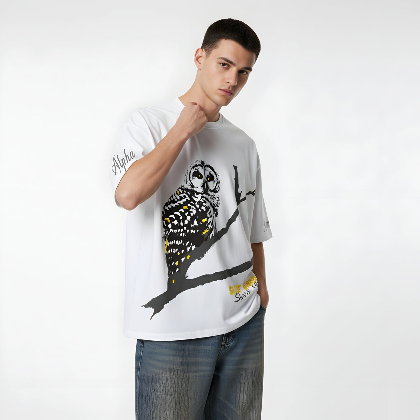 Oversized T-shirt - Silent Minds Sharp Eyes (Grey) | Alpha Humane