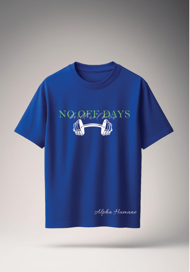 Regular T-shirt - No Off-Days Dumbbell (Royal Blue) | Alpha Humane