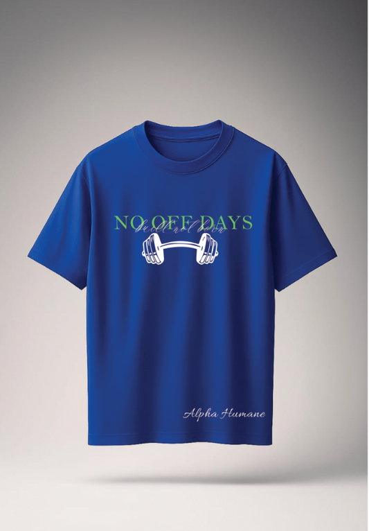 Regular T-shirt - No Off-Days Dumbbell (Royal Blue) | Alpha Humane