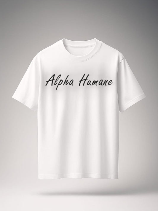 ALPHA HUMANE – Artistic Line Art Oversized T-shirt (White)