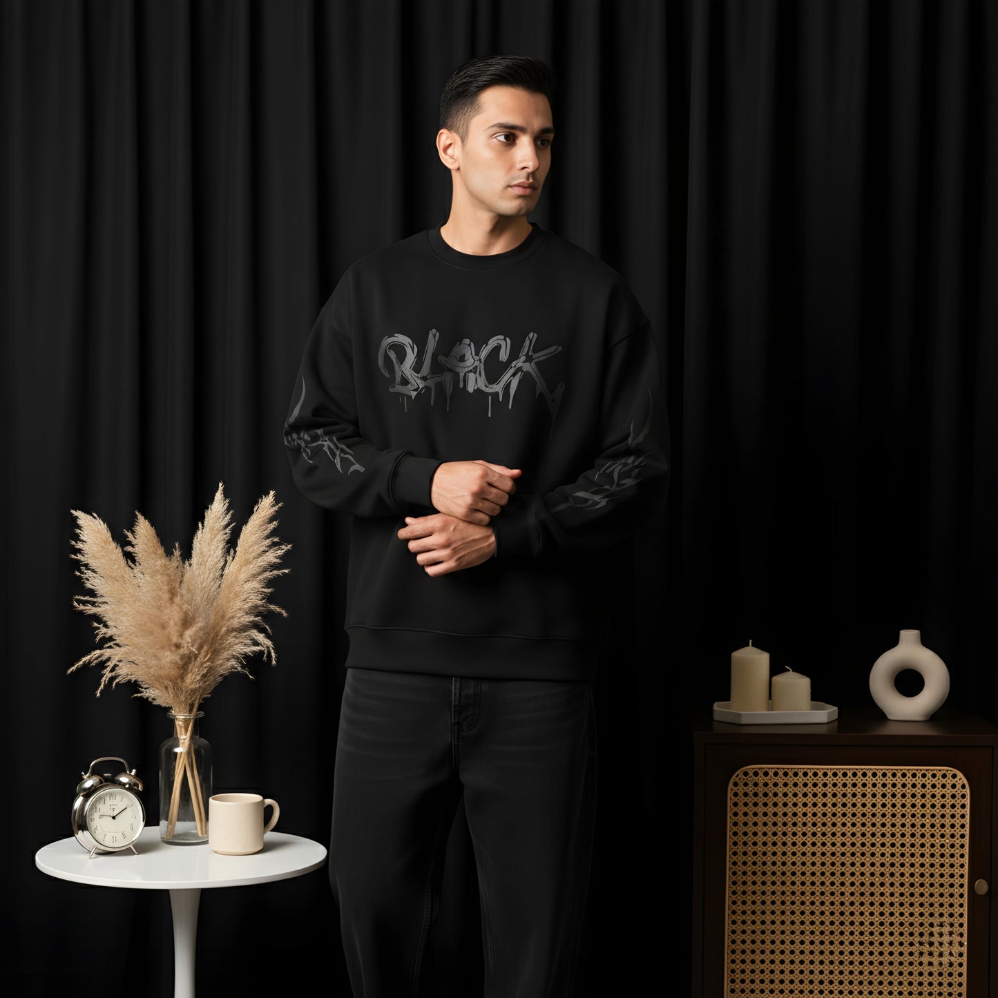 BLACK ON BLACK SWEATSHIRT